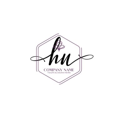 Çiçek ve Min ile Modern El Yazısı HN İlk Logo Şablonları