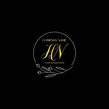 Çiçek ve Lüks Acc ile el yazısı HN İlk Logo Şablonları