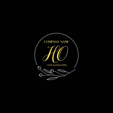 Çiçek ve Lüks Acc ile El Yazısıyla HO İlk Logo Şablonları