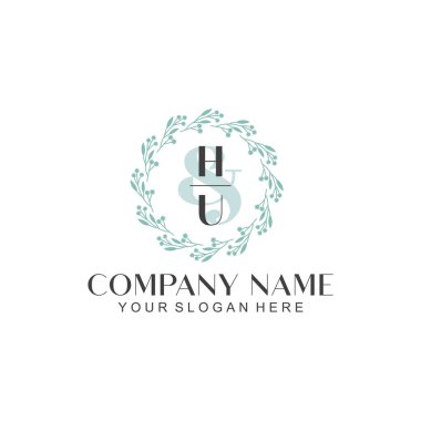 El Yazısı HU Baş harfleriyle Çiçek Monogram Logosu Ayarları