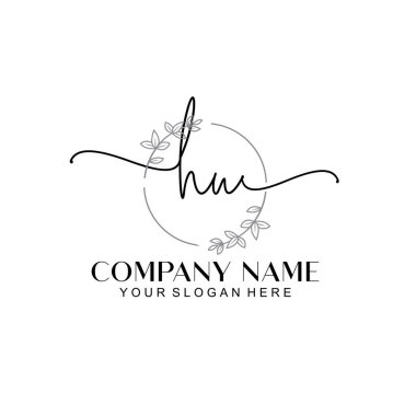 Çiçek ve Min ile Modern El Yazısı HU İlk Logo Şablonları