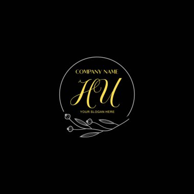 Çiçek ve Lüks Acc ile El Yazısı HU İlk Logo Şablonları
