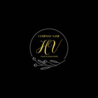 Çiçek ve Lüks Acc ile el yazısı HV İlk Logo Şablonları