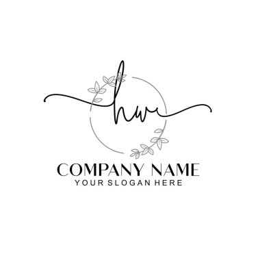 Çiçek ve Min ile Modern El Yazısı HW İlk Logo Şablonları