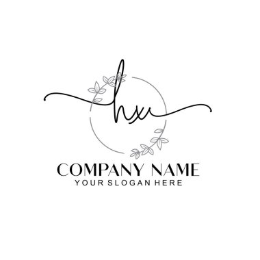 Çiçek ve Min ile Modern El Yazısı HX İlk Logo Şablonları