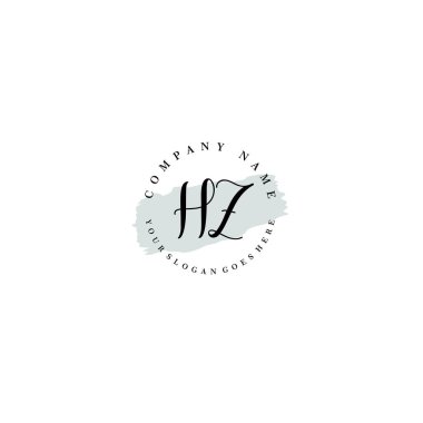 El yazısı HZ Baş harfleriyle Çiçek Monogram Logosu Ayarları