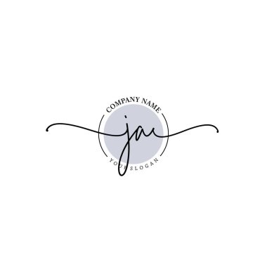 Çiçek ve Min ile Modern El Yazısı JA İlk Logo Şablonları