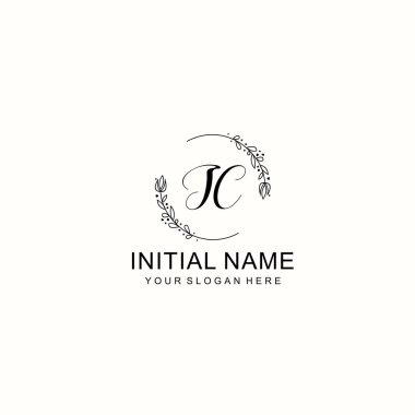 Floral ve Lüks Acc ile el yazısı JC İlk Logo Şablonları