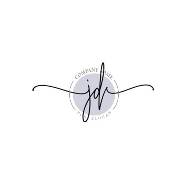 Çiçek ve Min ile Modern El Yazısı JD İlk Logo Şablonları