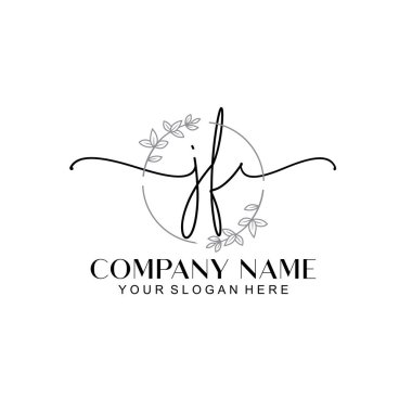 Çiçek ve Min ile Modern El Yazısı JF İlk Logo Şablonları