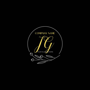 Floral ve Lüks Acc ile el yazısı JG İlk Logo Şablonları