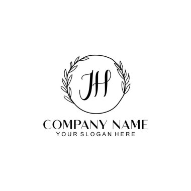 El yazısı JH Baş harfleriyle Çiçek Monogram Logosu Ayarları