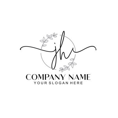 Çiçek ve Min ile Modern El Yazısı JH İlk Logo Şablonları