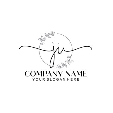 Çiçek ve Min ile Modern El Yazısı JI İlk Logo Şablonları