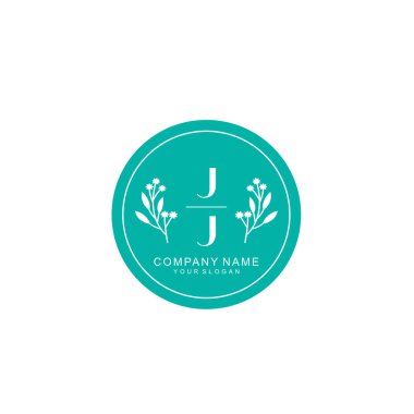 El yazısı JJ Baş harfleriyle Çiçek Monogram Logosu Ayarları