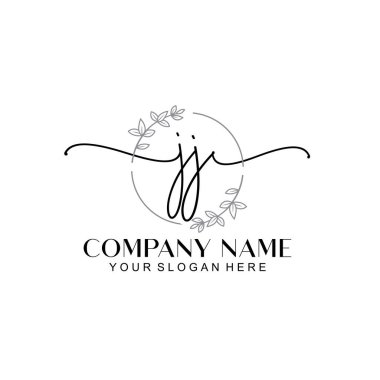 Çiçek ve Min ile Modern El Yazısı JJ İlk Logo Şablonları