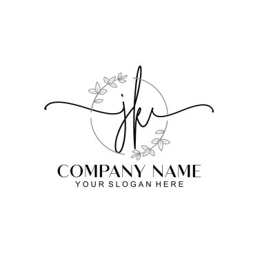 Çiçek ve Min ile Modern El Yazısı JK İlk Logo Şablonları