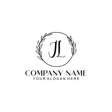 El yazısı JL Baş harfleriyle Çiçek Monogram Logosu Ayarları