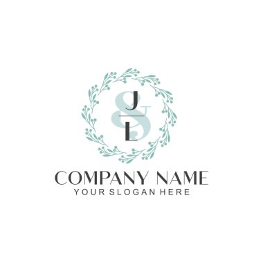 El yazısı JL Baş harfleriyle Çiçek Monogram Logosu Ayarları