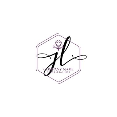 Çiçek ve Min ile Modern El Yazısı JL İlk Logo Şablonları