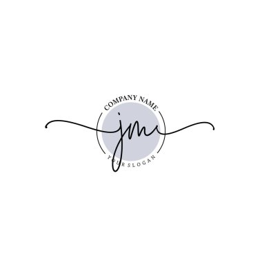 Çiçek ve Min ile Modern El Yazısı JM İlk Logo Şablonları