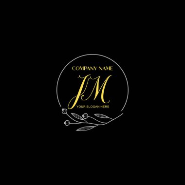 Floral ve Lüks Acc ile el yazısı JM İlk Logo Şablonları