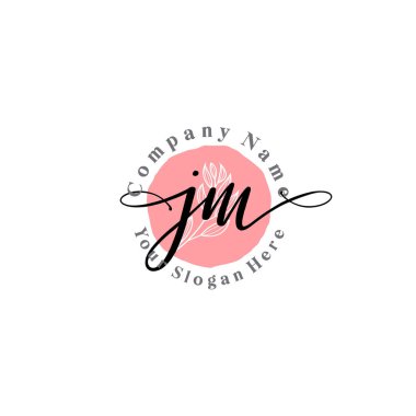 Çiçek ve Min ile Modern El Yazısı JM İlk Logo Şablonları