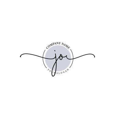 Çiçek ve Min ile Modern El Yazısı JO İlk Logo Şablonları