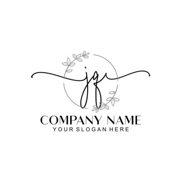 Çiçek ve Min ile Modern El Yazısı JQ İlk Logo Şablonları