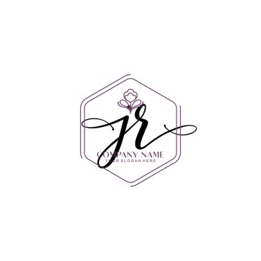 Çiçek ve Min ile Modern El Yazısı JR İlk Logo Şablonları