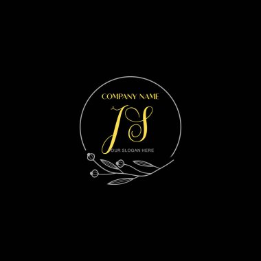 Floral ve Lüks Acc ile el yazması JS İlk Logo Şablonları