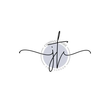 Çiçek ve Min ile Modern El Yazısı JT İlk Logo Şablonları