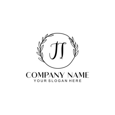 El yazısı JT Baş harfleriyle Çiçek Monogram Logosu Ayarları