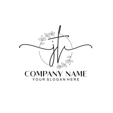 Çiçek ve Min ile Modern El Yazısı JT İlk Logo Şablonları