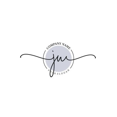 Çiçek ve Min ile Modern El Yazısı JU İlk Logo Şablonları