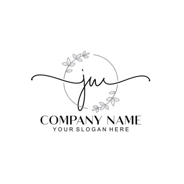 Çiçek ve Min ile Modern El Yazısı JU İlk Logo Şablonları