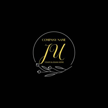 Floral ve Lüks Acc ile el yazması JU İlk Logo Şablonları