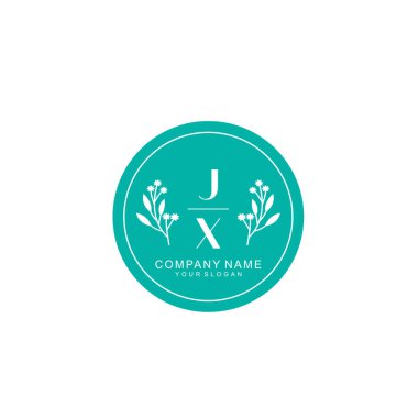 El yazısı JX Baş harfleriyle Çiçek Monogram Logosu Ayarları