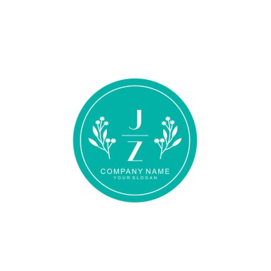 El yazısı JZ Baş harfleriyle Çiçek Monogram Logosu Ayarları