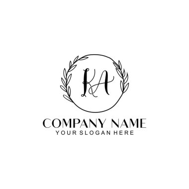 El yazısı KA Baş harfleriyle Çiçek Monogram Logosu Ayarları