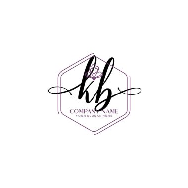 Çiçek ve Min ile Modern El Yazısı KB İlk Logo Şablonları