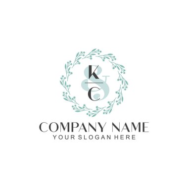 El yazısı KC Baş harfleriyle Çiçek Monogram Logosu Ayarları