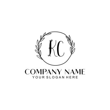 El yazısı KC Baş harfleriyle Çiçek Monogram Logosu Ayarları
