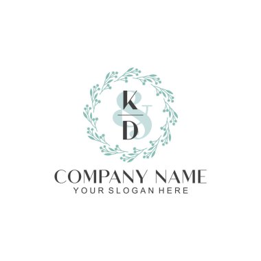 El yazısıyla KD Baş harfleri olan Çiçek Monogram Logosu Ayarları
