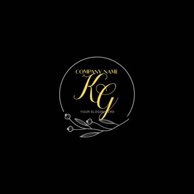 Çiçek ve Lüks Acc ile El Yazısıyla KG İlk Logo Şablonları