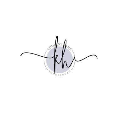 Çiçek ve Min ile Modern El Yazısı KH İlk Logo Şablonları