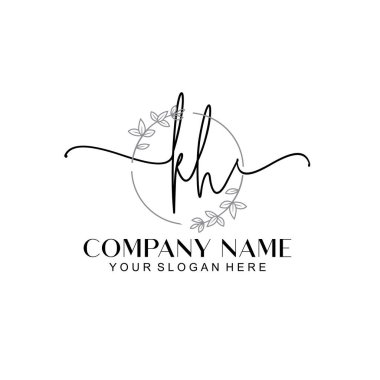 Çiçek ve Min ile Modern El Yazısı KH İlk Logo Şablonları