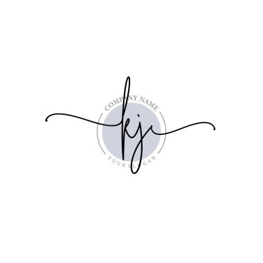 Çiçek ve Min ile Modern El Yazısı KJ İlk Logo Şablonları