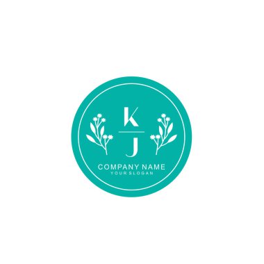 El yazısı KJ Baş harfleriyle Çiçek Monogram Logosu Ayarları