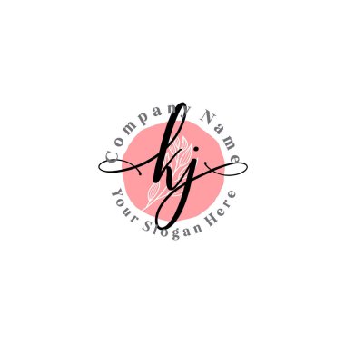 Çiçek ve Min ile Modern El Yazısı KJ İlk Logo Şablonları